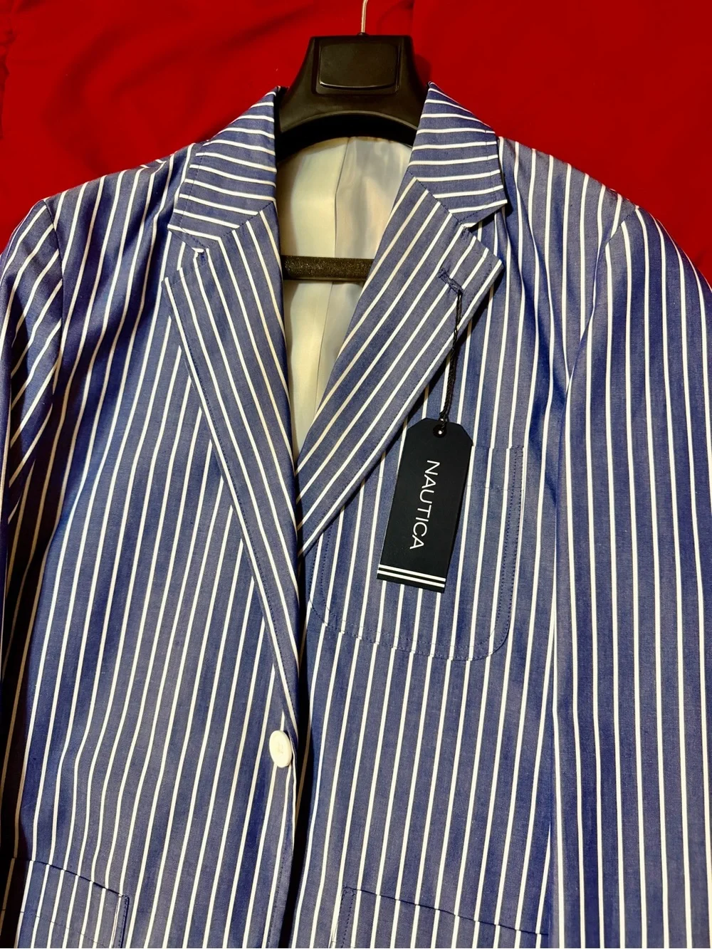 Nautica Light Blue & White Striped Linen-Blend Blazer - Picture 3 of 5